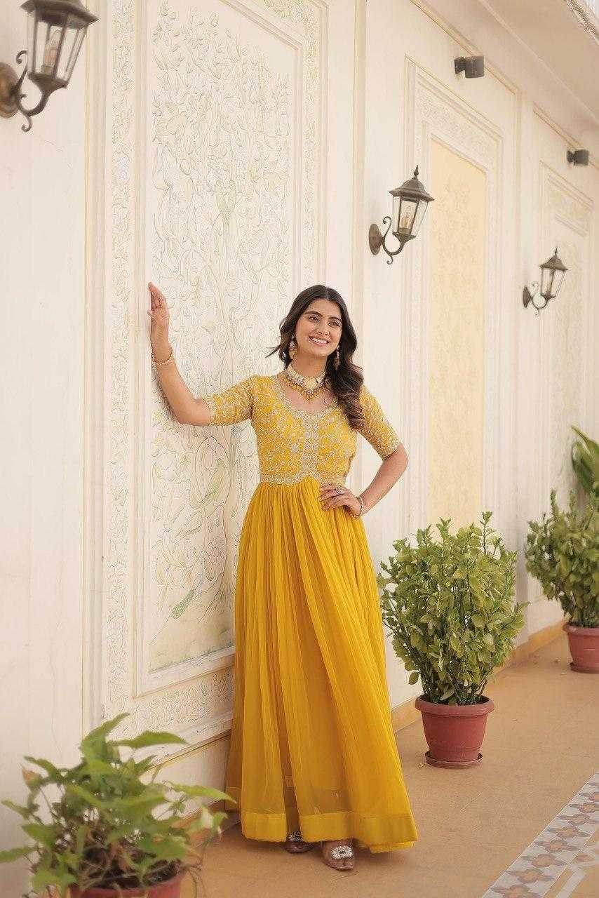 Faux Embroidery Long Gowns - MYLUXURY LANE ENTERPRISE